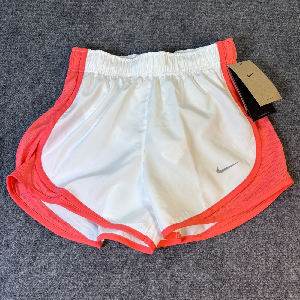 Nike Tempo Dri-FIT Womens Running Shorts White Coral Pink 831558-101 XS